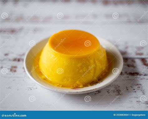 Spanish Sweet Flan On A White Table Stock Photo Image Of Spanish