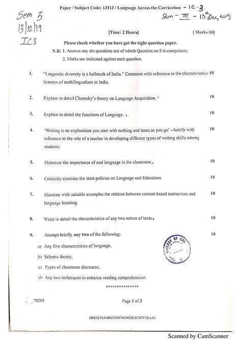 Sem 3 IC 3 Language Across The Curriculum BEd Scanned By CamScanner