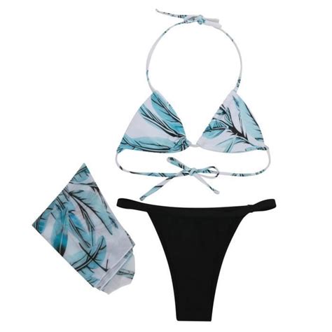 Maillot De Bain Bikini Trois Pi Ces Sexy Imprim Licou Pour Femme