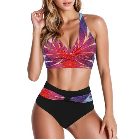 Women S Swimsuit Sexy Bikinis Sets High Waist Bikini Set V Neck Two Piece Swimsuit Color
