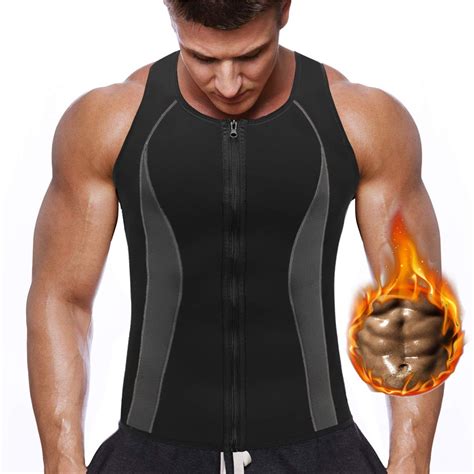 Black S 3xl Zipper Men Waist Trainer Vest For Weight Loss Neoprene