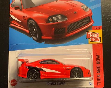 Hot Wheels Toyota Supra Red With Black Wheels Long Card Hard To Find Collector Miniature Model 1