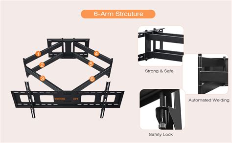 WHYFONE Long Reach 109cm TV Wall Bracket TV Wall Bracket Mount With