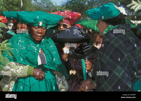 Namibia Okahandja, Women of Herero tribe in traditional clothing ...