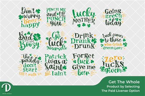 St. Patrick's Day Funny Quotes SVG 12 Set - St. Patrick's Day Quotes - Drizy Studio