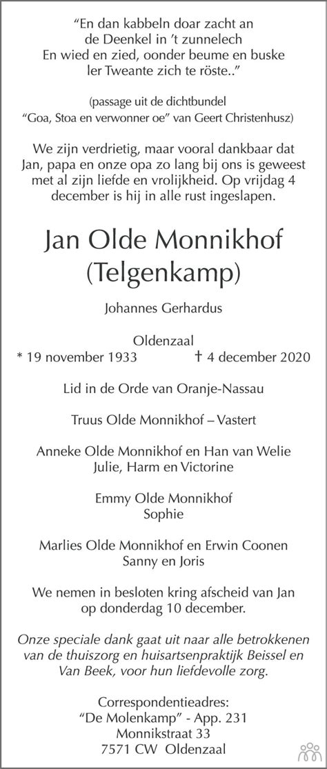 Jan Johannes Gerhardus Olde Monnikhof Telgenkamp