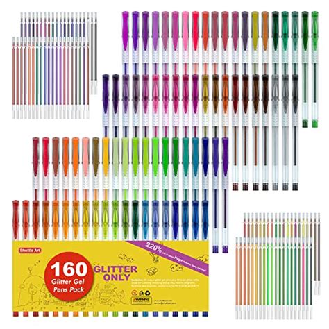 Shuttle Art Lot de 160 stylos à encre gel pailletée 220 encre gel 80