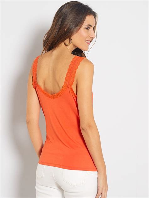 Camiseta De Encaje De Tirantes Naranja Kiabi 6 00