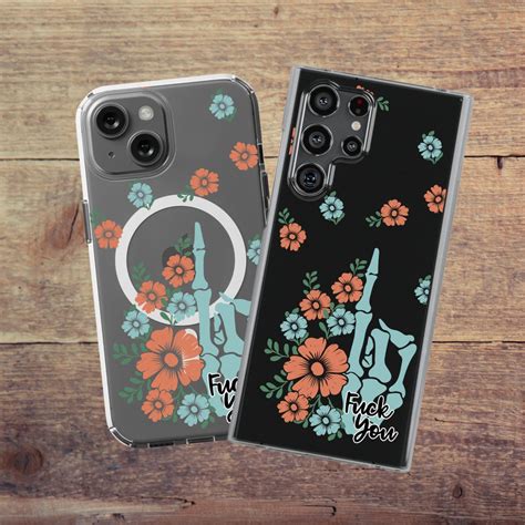 Skeleton Middle Finger Boho Fuck You Clear Phone Case Last Flying Fuck