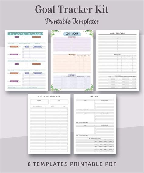 Printable Goal Tracker Kit With Four Pages And The Text Goal Tracker