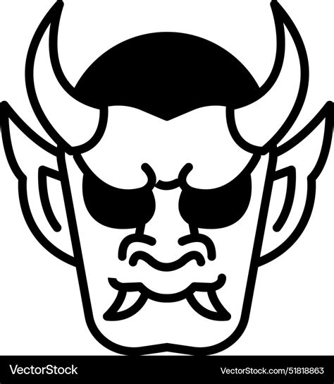 A Black And White Drawing Of Demon With Horns Vector Image