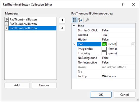 Design Time WinForms Taskbar Button Telerik UI For WinForms