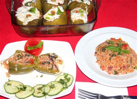 Tomato mint rice stuffed and baked in capsicum | Chitra's Healthy Kitchen