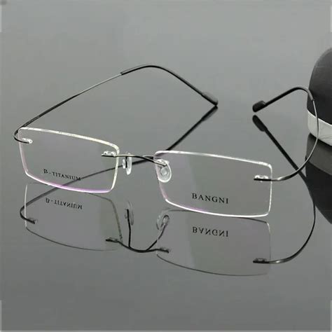 B Titanium Hingeless Rimless Non Screw Pure Titanium Flexible Eyeglasses Glasses Prescription