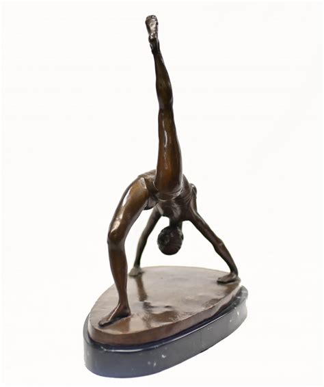 Art Deco Bronze Statue By Zach Semi Nude Acrobat Dancer