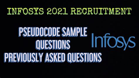 INFOSYS 2021 ONLINE TEST PSEUDOCODE SAMPLE QUESTIONS PREVIOUSLY ASKED