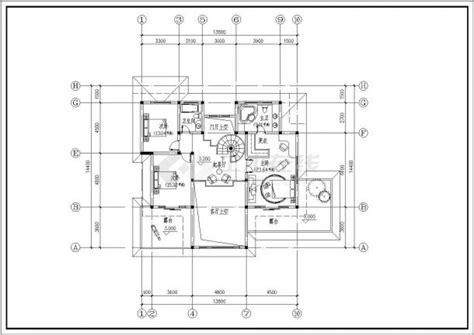 上海某别墅区282平米2层框混结构单体别墅建筑设计cad图纸土木在线