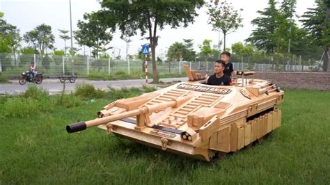 Father Builds Drivable Wood Swedish Tank From World Of Tanks Video Game