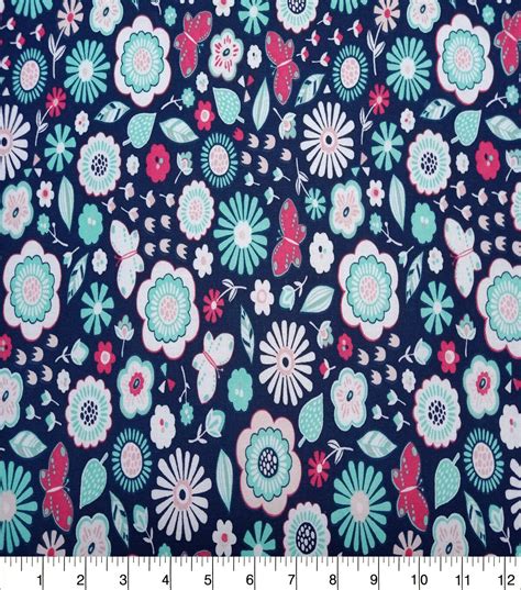 Quilter S Showcase Cotton Fabric Packed Floral Navy Coral JOANN