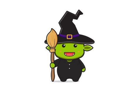 Cute Goblin Wear Witch Costume Halloween Graphic by dancingrain16 ...