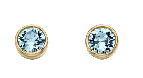 Gold Plated Light Blue Crystal Stud Earrings