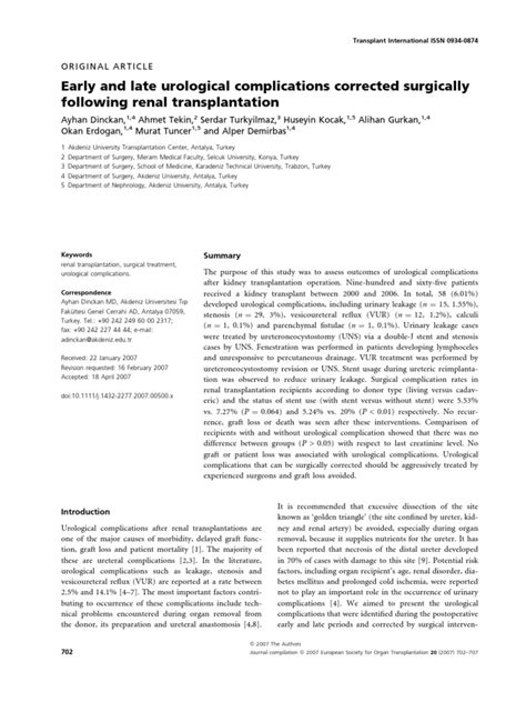 Ureteric Complications | PDF | Kidney Transplantation | Urology