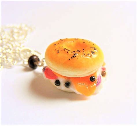 Food Jewelry Bagel Necklace Lox Bagel Pendant Miniature Food Etsy