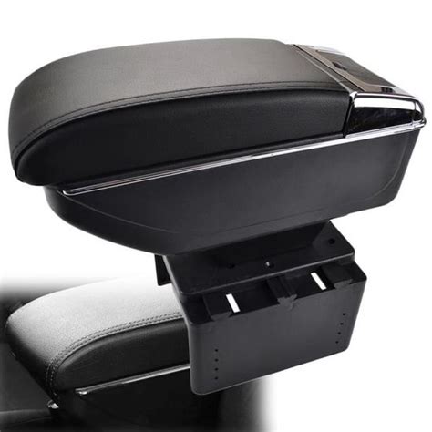 Xukey Accoudoir De Console Centrale En Cuir Noir Avec Double Couches