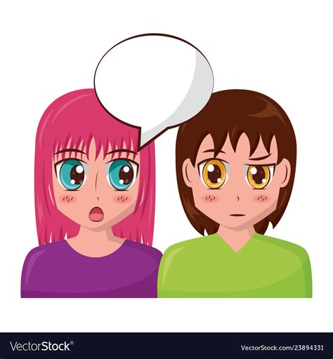 Anime girls talking Royalty Free Vector Image - VectorStock