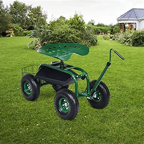 Dortala Tabouret De Jardin Roulant Si Ge De Travail Robuste Roues