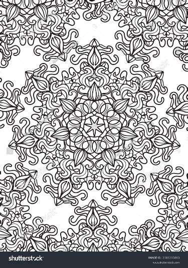 Intricate Mandala Hand Drawn Coloring Page Stock Vector Royalty Free