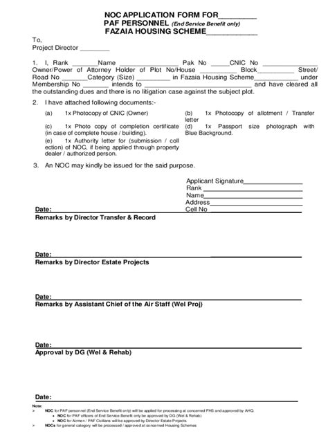 Fillable Online Noc Application Form For Paf Personnel End Fax Email Print Pdffiller