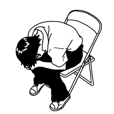 A Black And White Drawing Of A Person Sitting In A Chair With Their