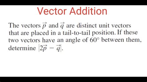 Magnitude Of Vector P Q From Two Unit Vectors P And Q Youtube