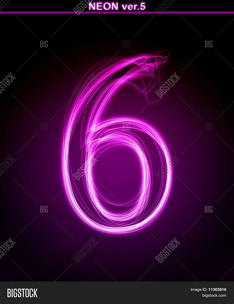 Glowing Neon Number 6 Image & Photo | Bigstock