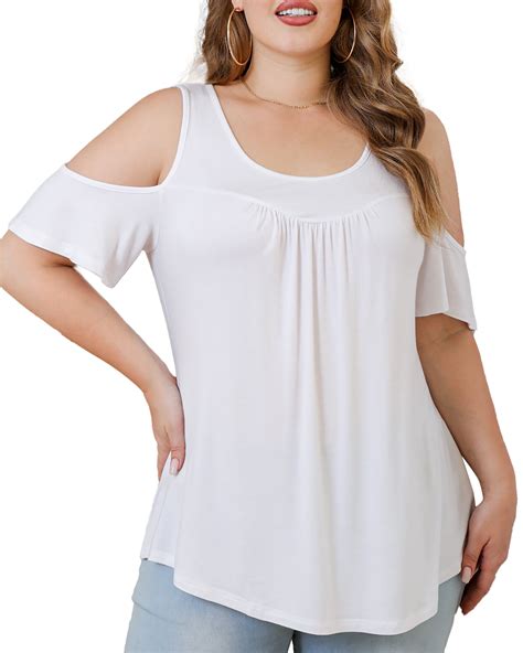 A Jesdani Women S Plus Size Tunic Tops Casual Cold Shoulder Short