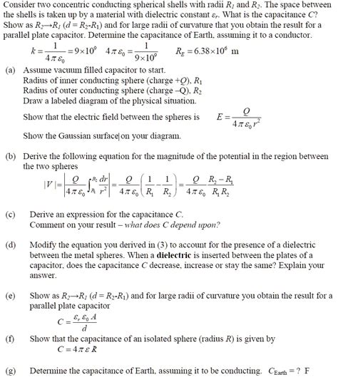 SOLVED Consider Two Concentric Conducting Spherical Shells With Radii