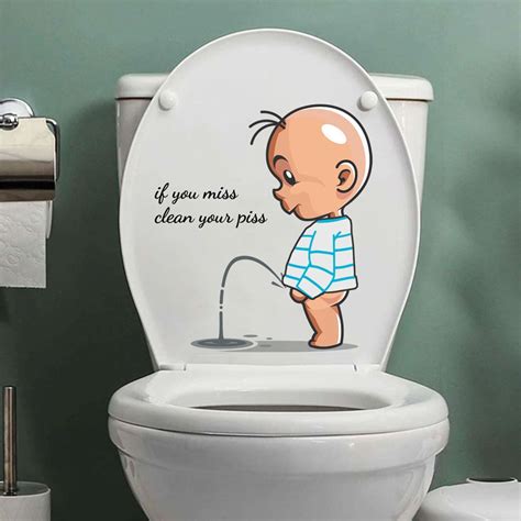 Kid Pee Toilet Warning Toilet Stickers Bathroom Wall Stickers - 3D Wall ...