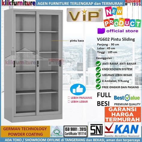 Jual Lemari Arsip Filing Cabinet Besi Pintu Sliding Kaca VG602 Shopee