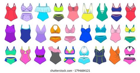 Swimming Suits Set Doodle Bikini Collection Stock Vector Royalty Free