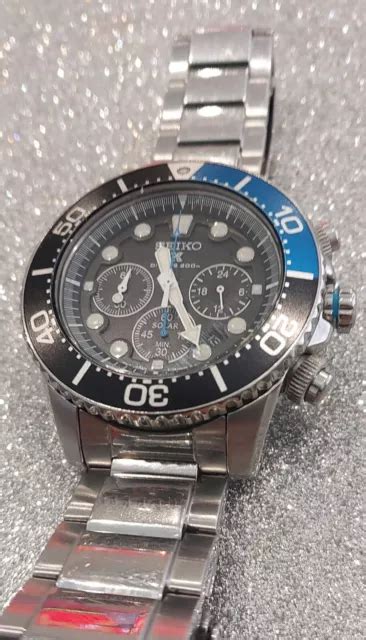 Seiko V175 0ad0 Chronograph Solar Watch Prospex Air Divers Black And White Dial £32900