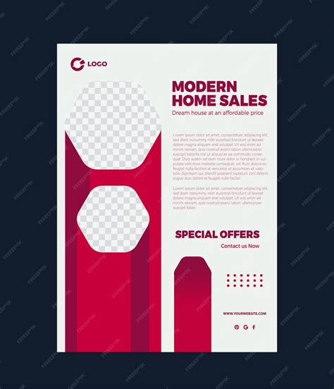 Premium Vector | Red abstract business flyer template