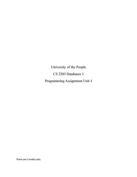 CS 2203 Programming Assignment Unit 1 University Of The People CS