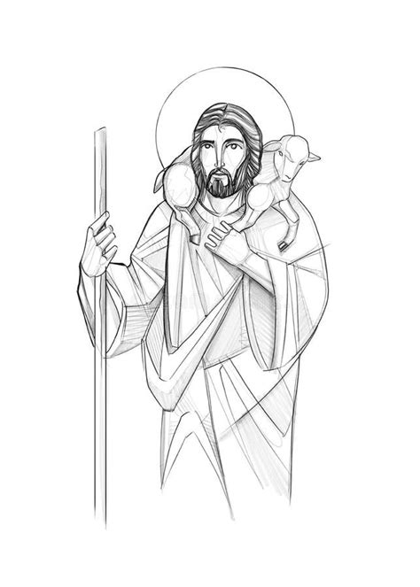 Jesus Good Shepherd Stock Vector Illustration Of Drawing 61827121