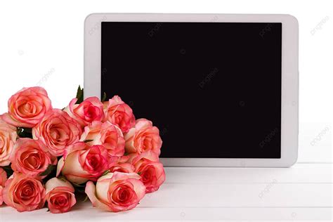 Tablet And Pink Roses Media Vintage Flower Photo Background And Picture ...