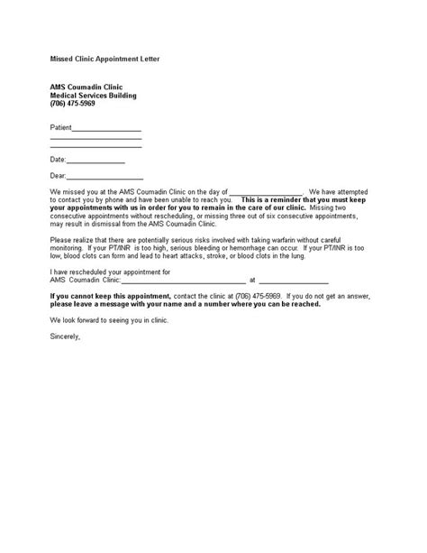 Missed Clinic Appointment Letter How To Create A Missed Clinic Appointment Letter Download