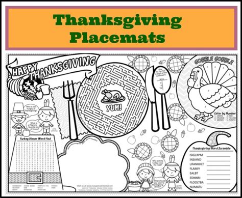 Printable Thanksgiving Placemats for Kids