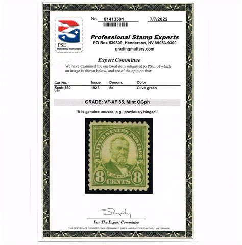 Excellent Genuine Scott Mint Og H Perf Pse Cert Graded Vf