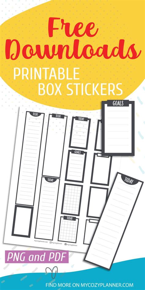 Planner Dark Box Stickers Free Printable Planner Stickers My Cozy