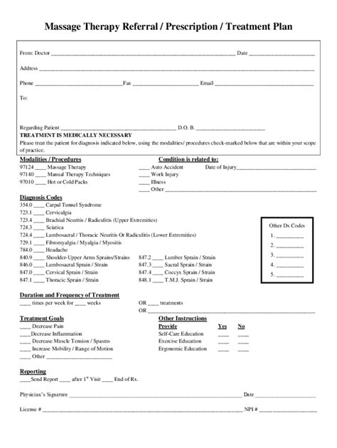 Massage Therapy Referral Form Fill Out And Sign Online Dochub